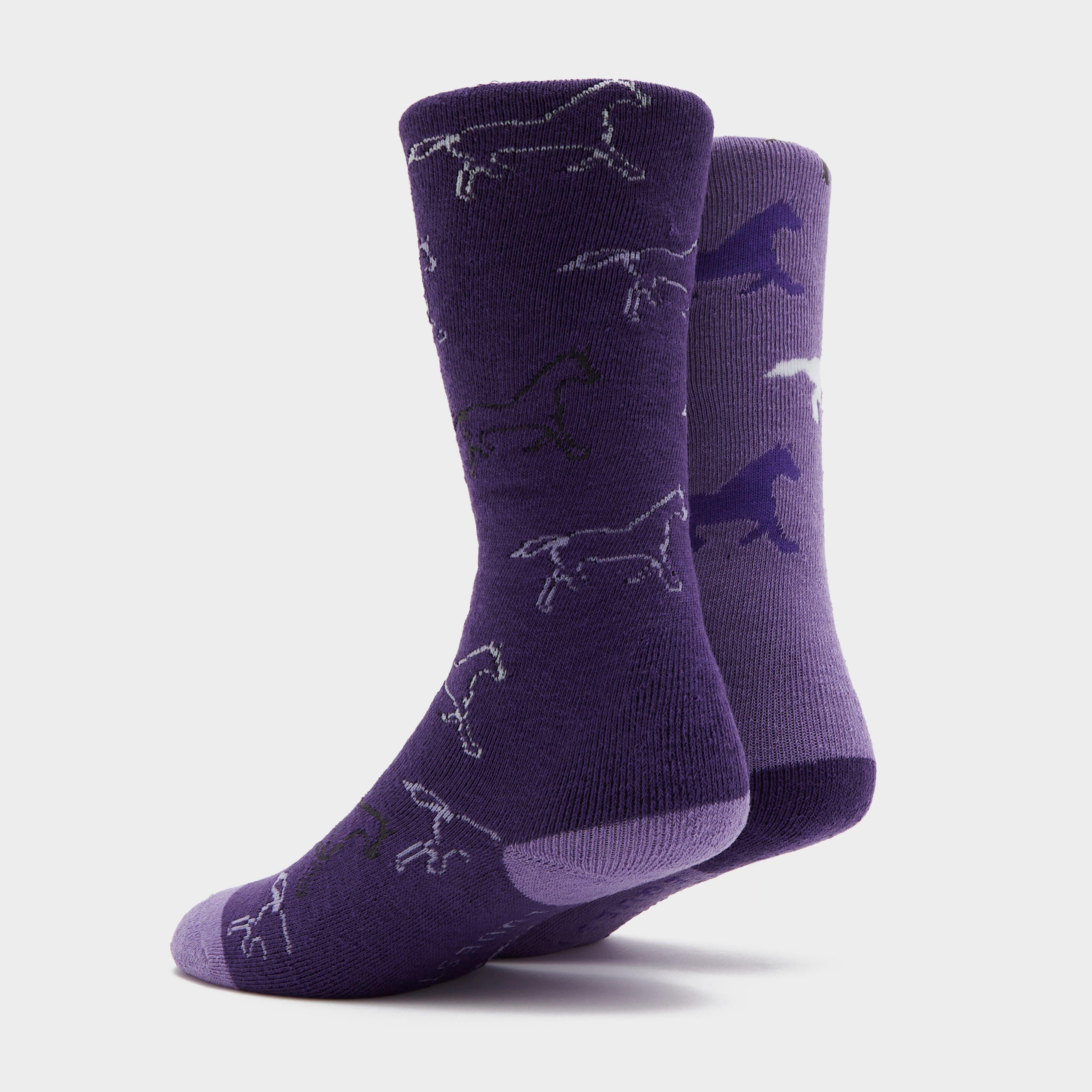 Kids Equestrian Midweight Horseshoe Socks Purple/Lilac