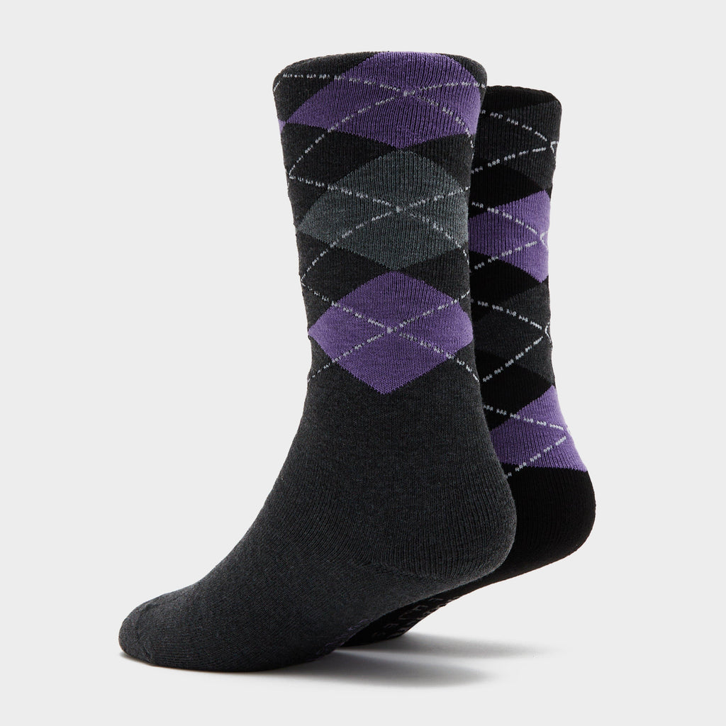 Womens Midweight Argyle Lingfield 2 Pack Socks Charcoal/Black