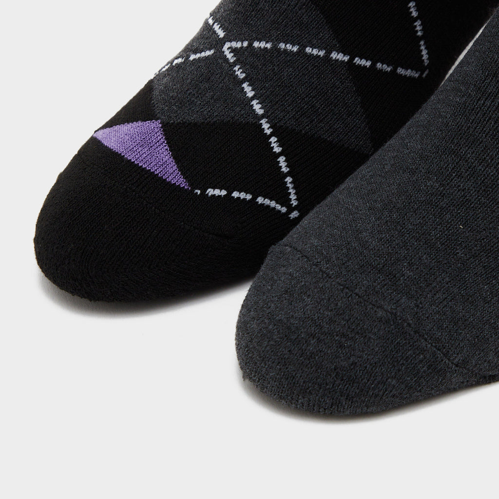 Womens Midweight Argyle Lingfield 2 Pack Socks Charcoal/Black