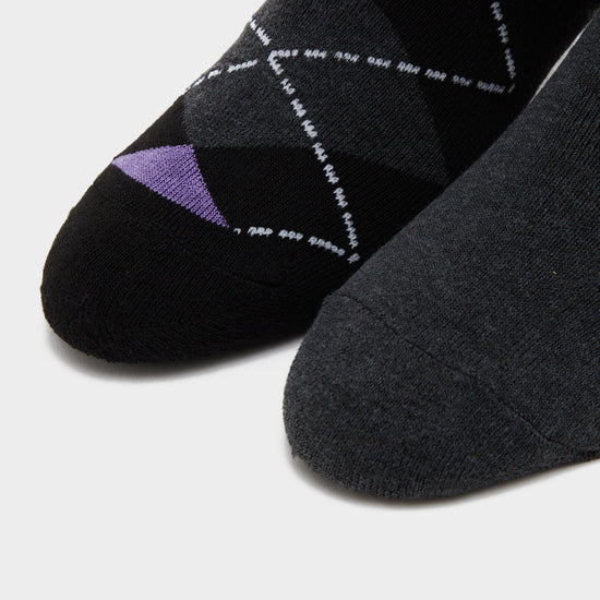 Womens Midweight Argyle Lingfield 2 Pack Socks Charcoal/Black