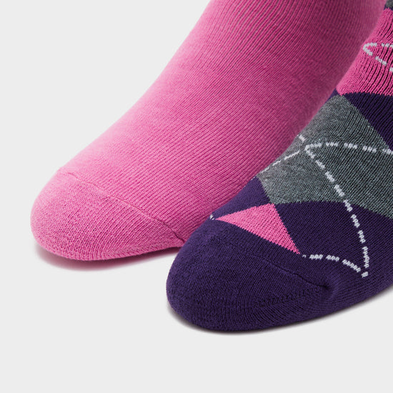 Womens Midweight Argyle Lingfield 2 Pack Socks Medium Pink/Purple
