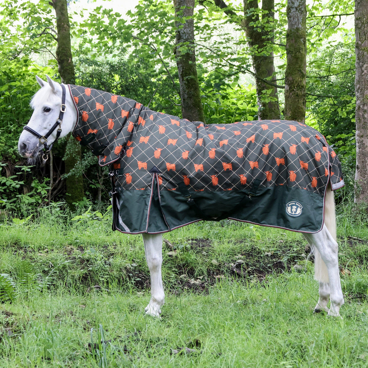 Original 100g Light-Medium Combo Neck Turnout Rug Olive Cow