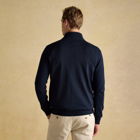 Men's Hillside Navy Quarter Zip Knitted Jumper