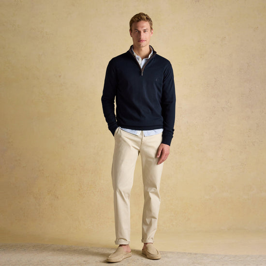 Men's Hillside Navy Quarter Zip Knitted Jumper