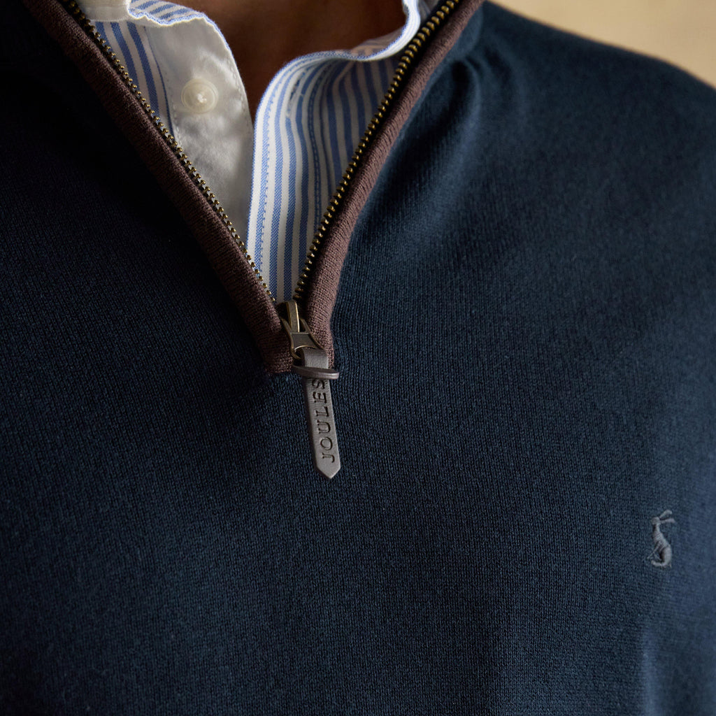 Men's Hillside Navy Quarter Zip Knitted Jumper