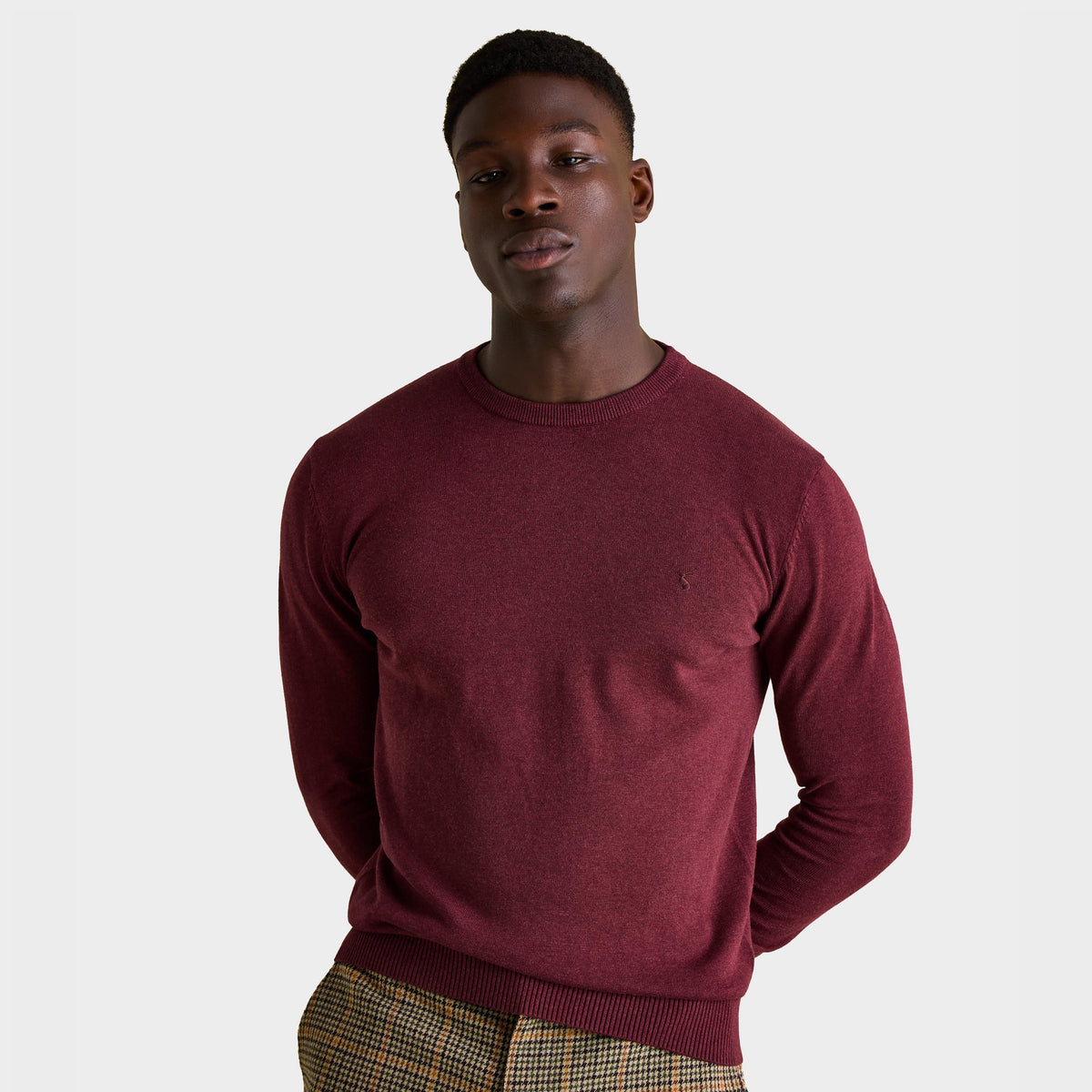 Men's Hillside Crew Neck Knitted Jumper Burgundy