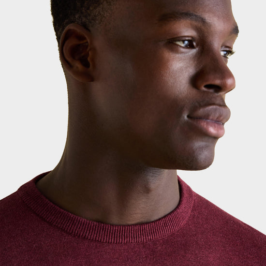 Men's Hillside Crew Neck Knitted Jumper Burgundy