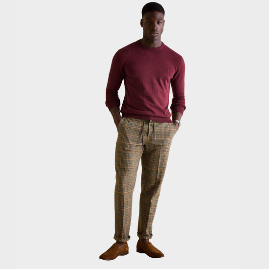 Men's Hillside Crew Neck Knitted Jumper Burgundy