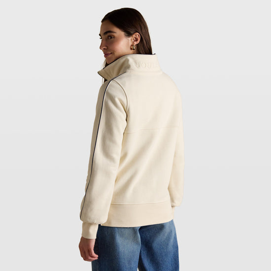 Womens Bronte Funnel Neck Quarter Zip Sweatshirt Cream
