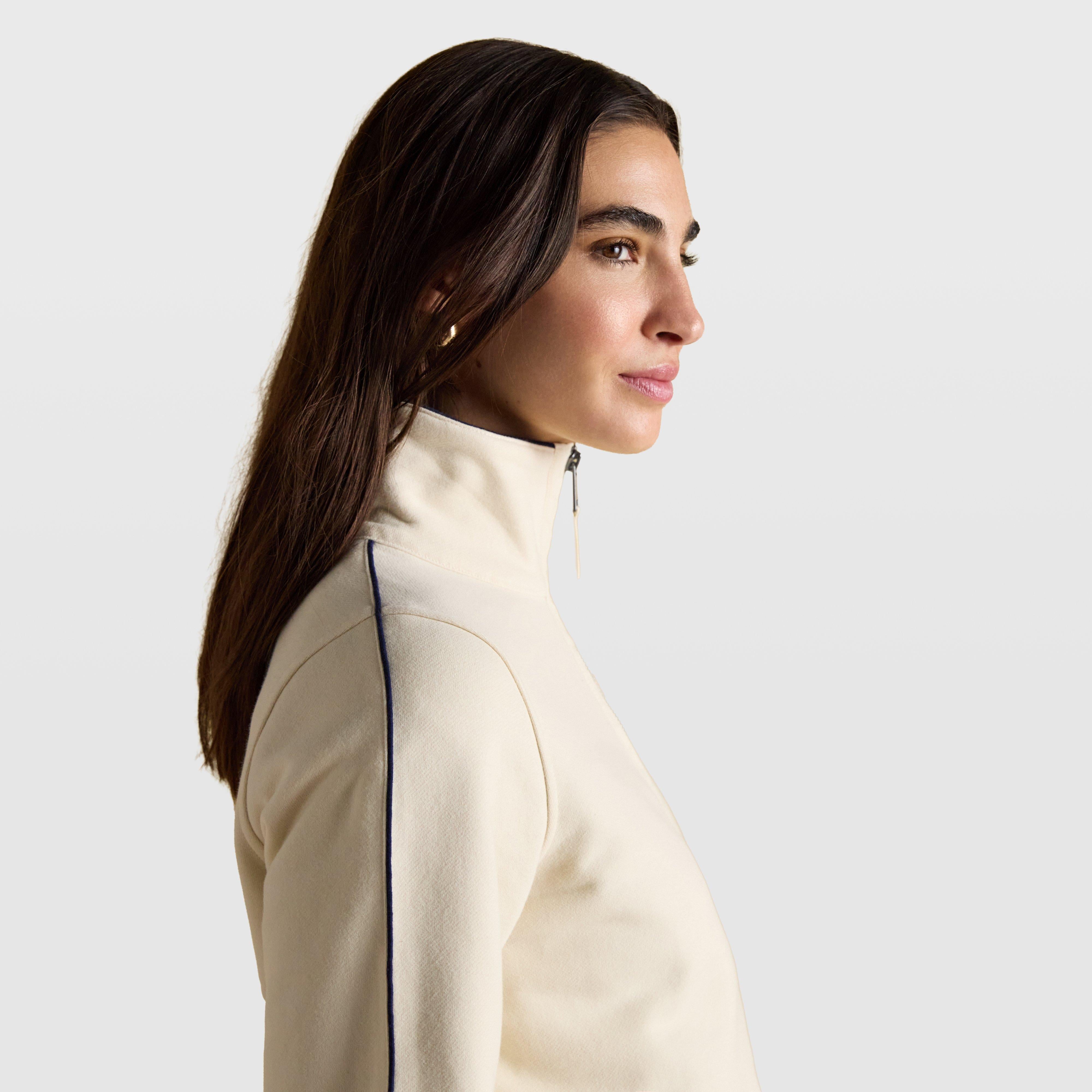 Womens Bronte Funnel Neck Quarter Zip Sweatshirt Cream