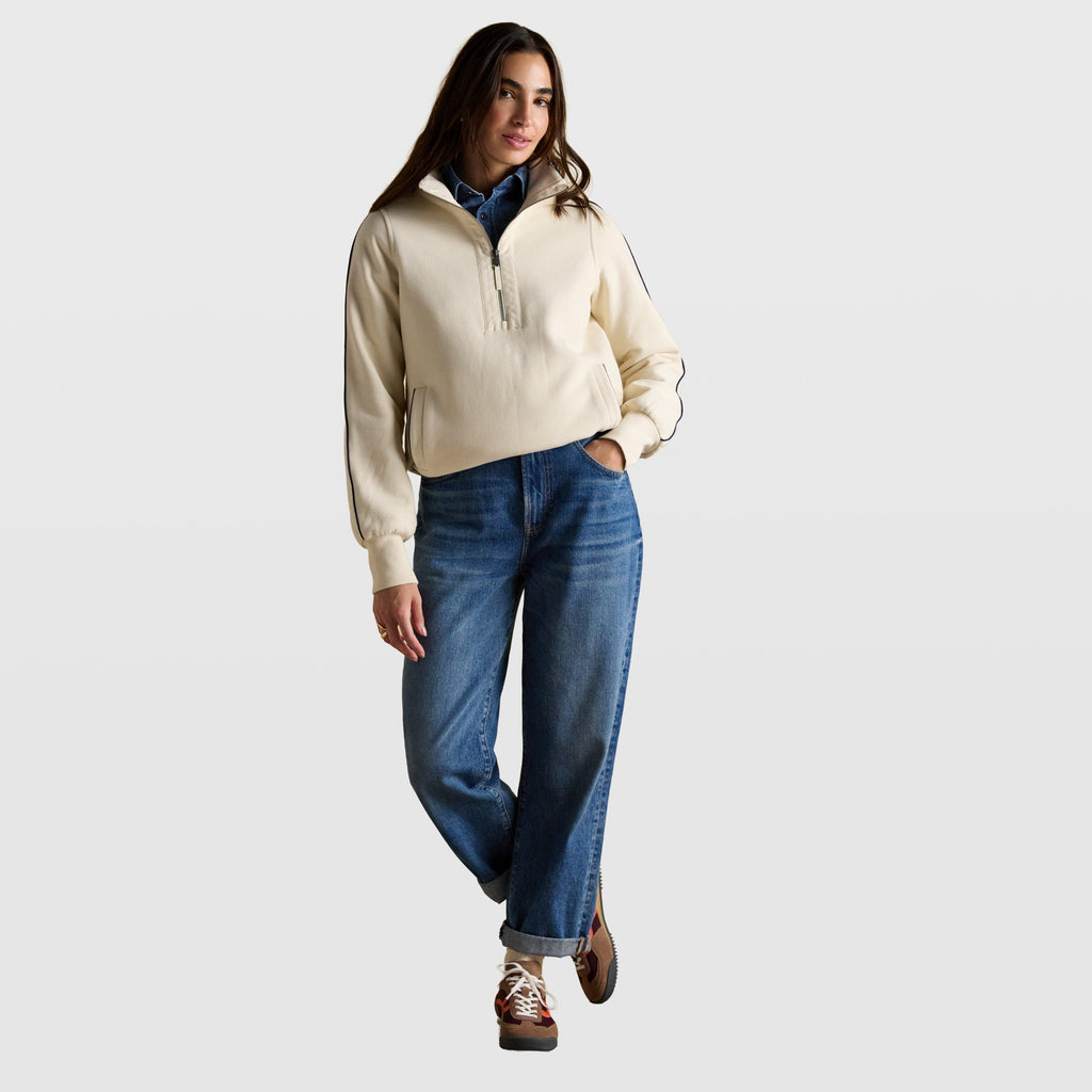Womens Bronte Funnel Neck Quarter Zip Sweatshirt Cream