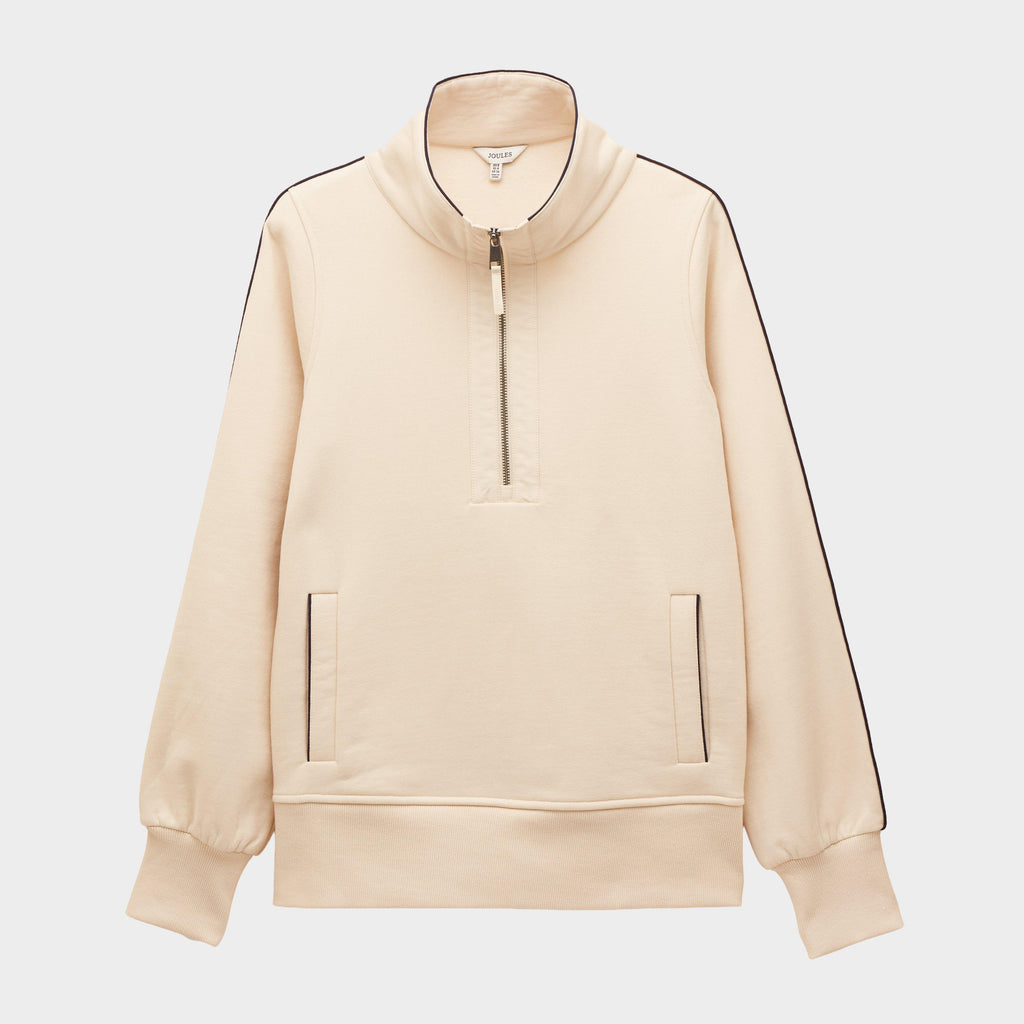 Womens Bronte Funnel Neck Quarter Zip Sweatshirt Cream