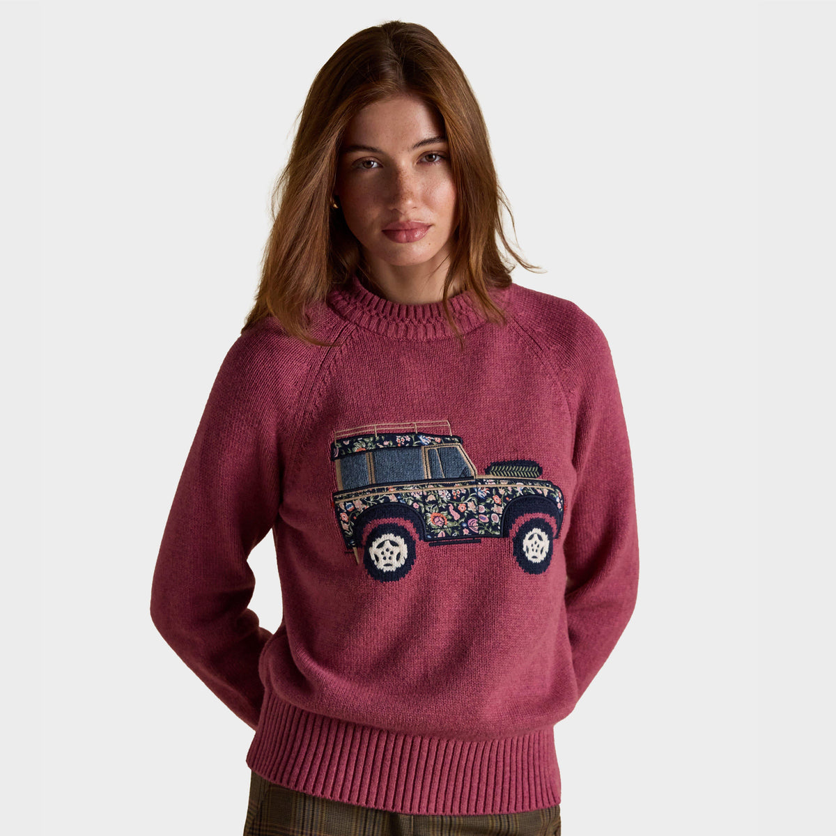 Women's Rutland Pink Intarsia 4x4 Cotton Rich Knitted Jumper