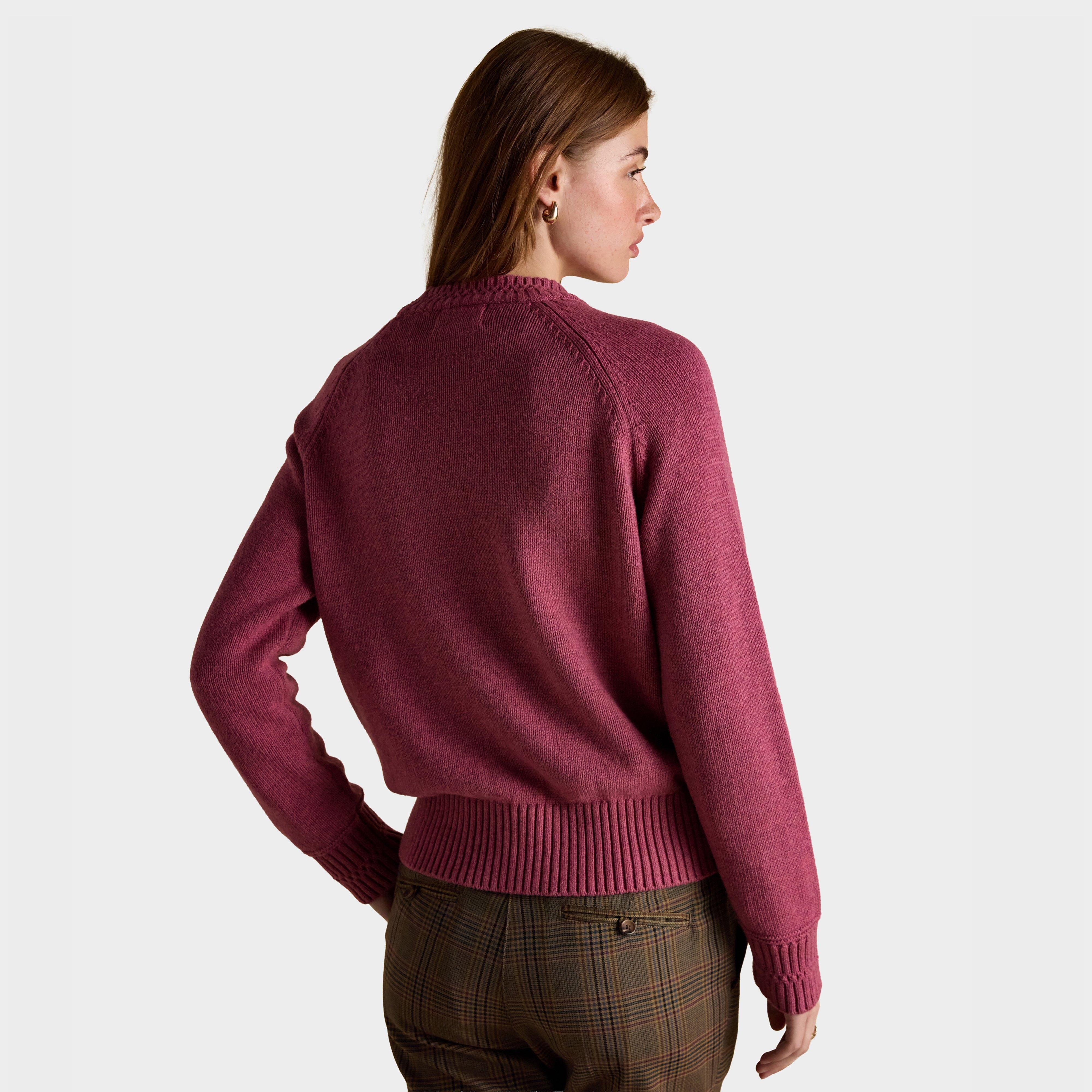 Women's Rutland Pink Intarsia 4x4 Cotton Rich Knitted Jumper