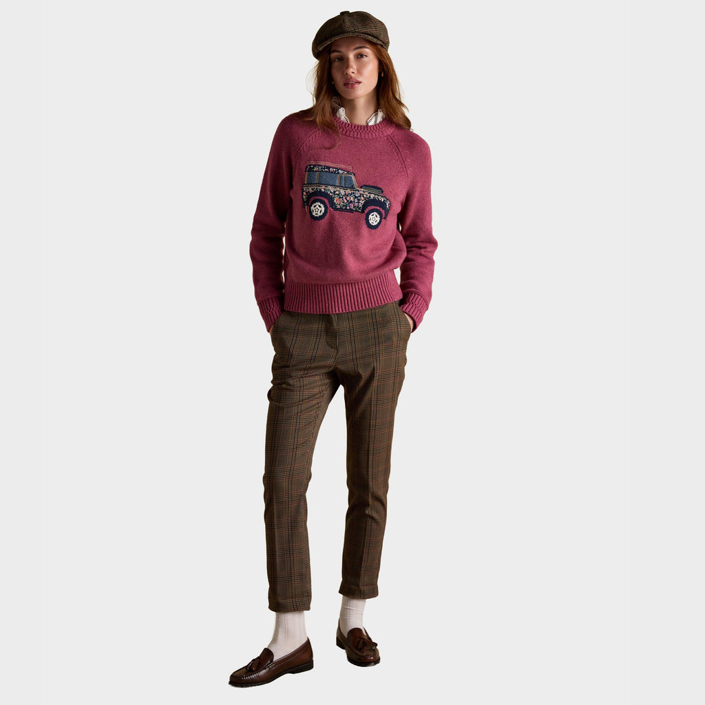 Women's Rutland Pink Intarsia 4x4 Cotton Rich Knitted Jumper