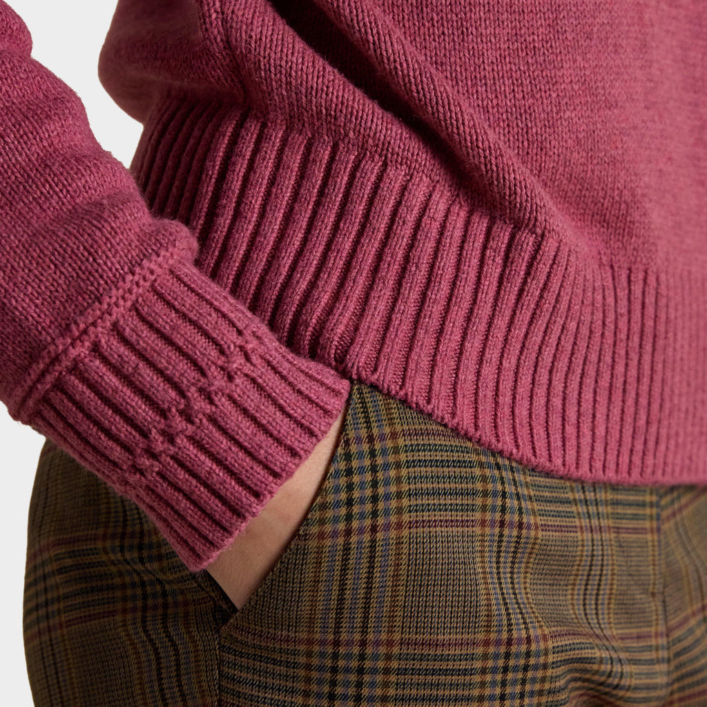 Women's Rutland Pink Intarsia 4x4 Cotton Rich Knitted Jumper