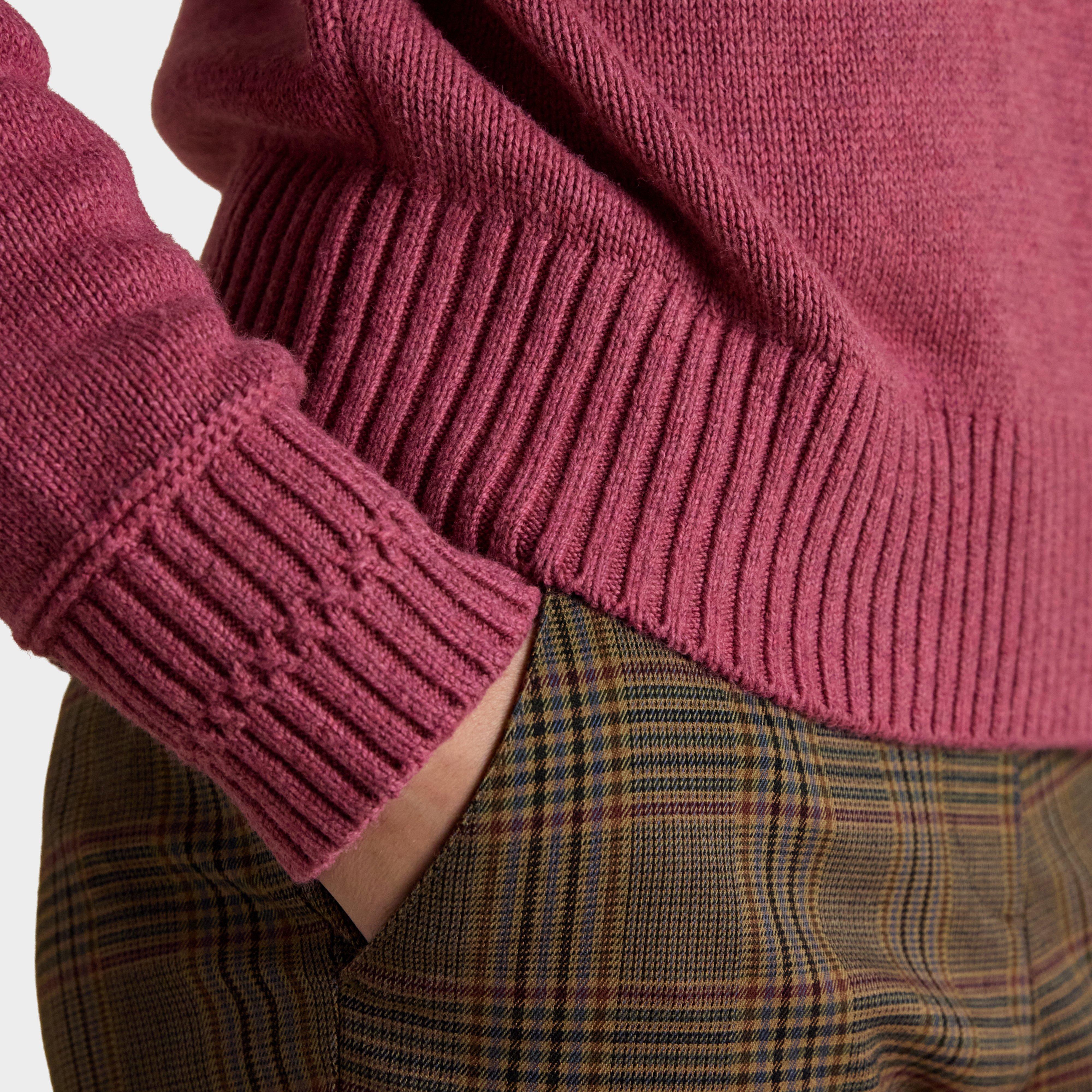 Women's Rutland Pink Intarsia 4x4 Cotton Rich Knitted Jumper