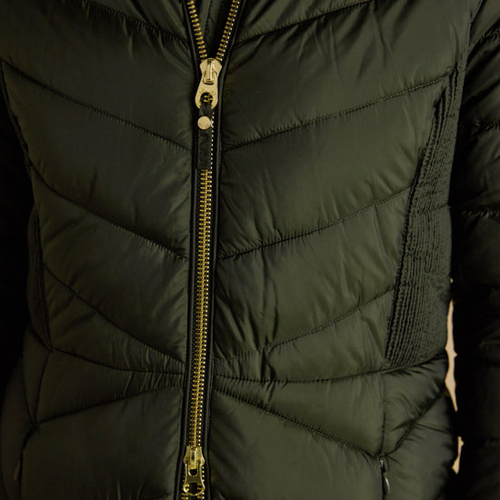 Womens Pembury Showerproof Longline Padded Coat With Hood Khaki