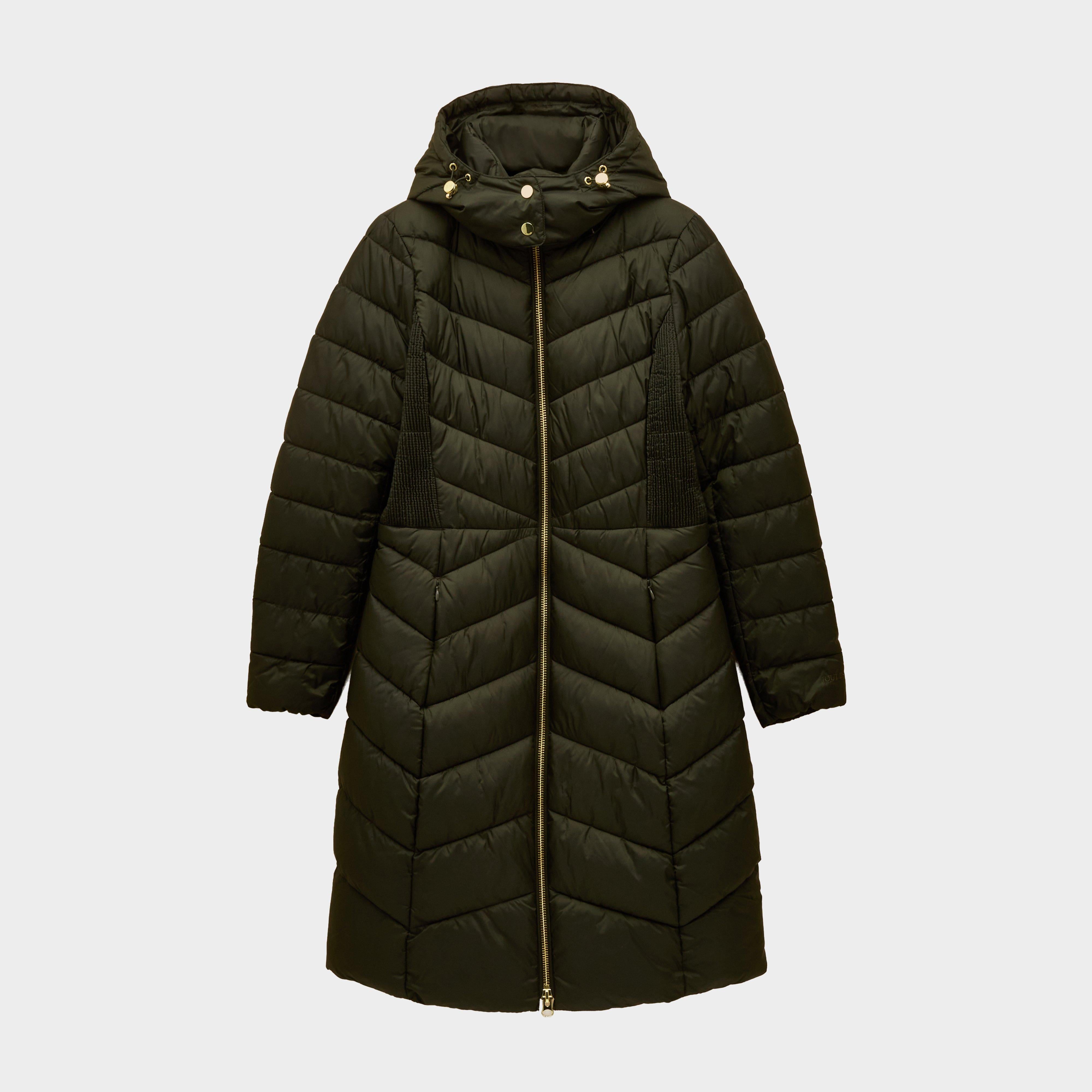 Womens Pembury Showerproof Longline Padded Coat With Hood Khaki