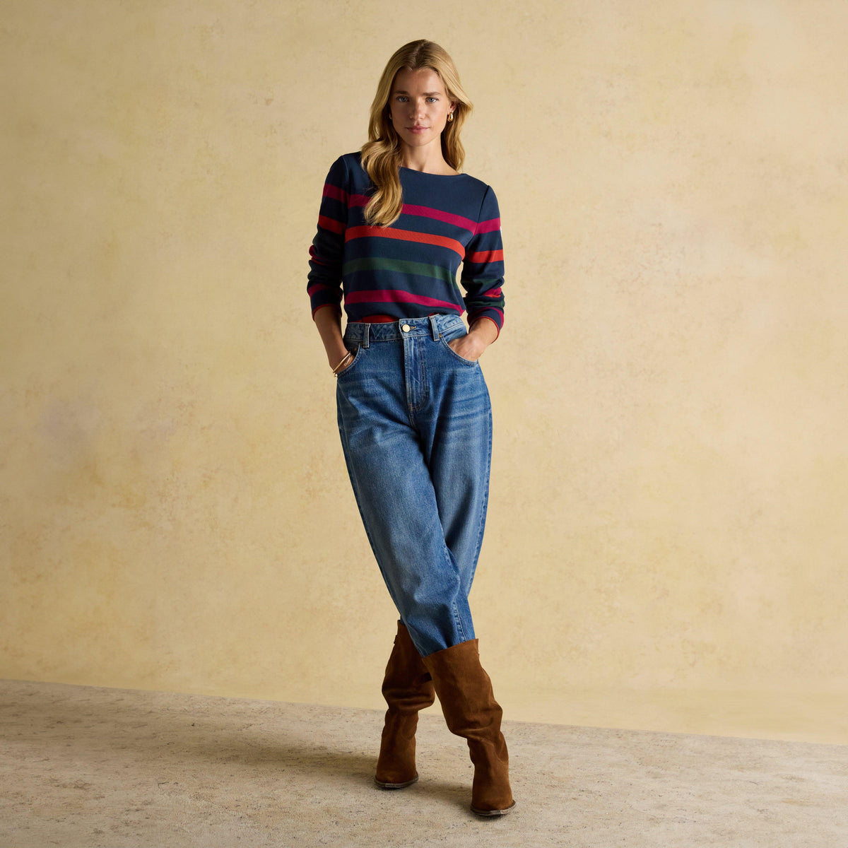 Women's Harbour Boat Neck Breton Top Navy