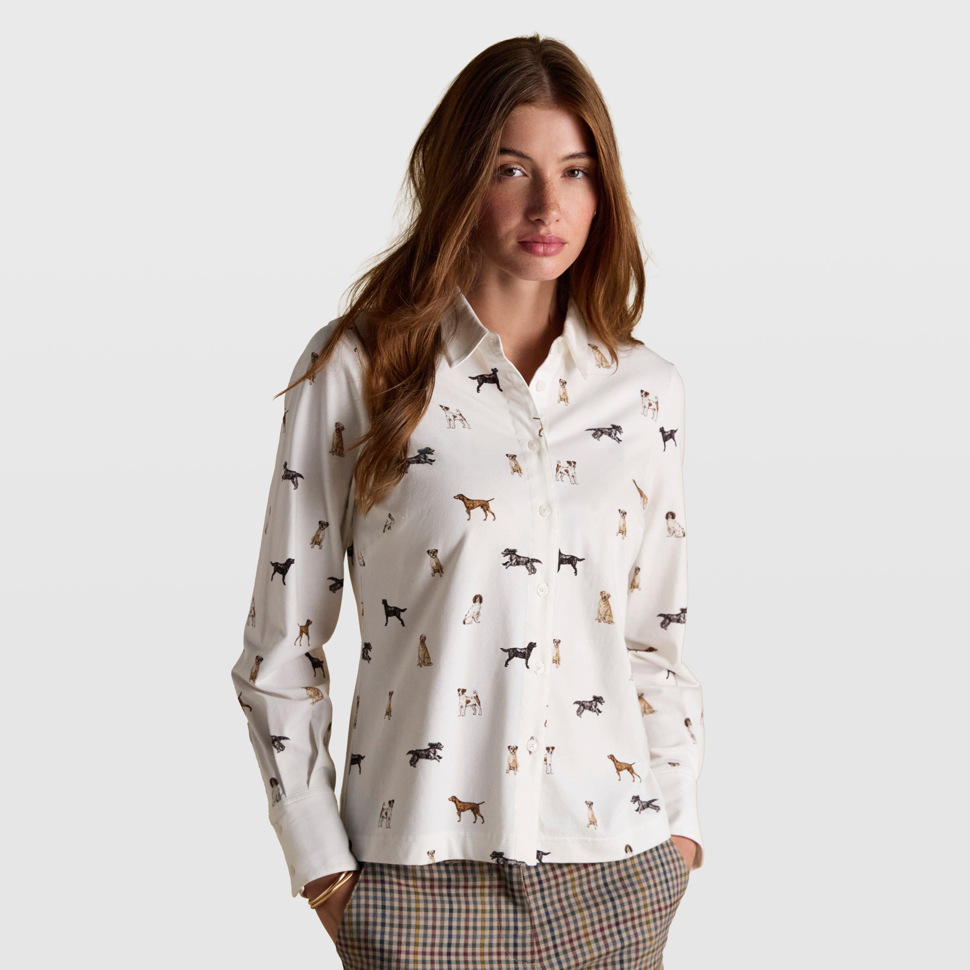 Womens Eleanor Tomlinson Dogs Jersey Shirt White