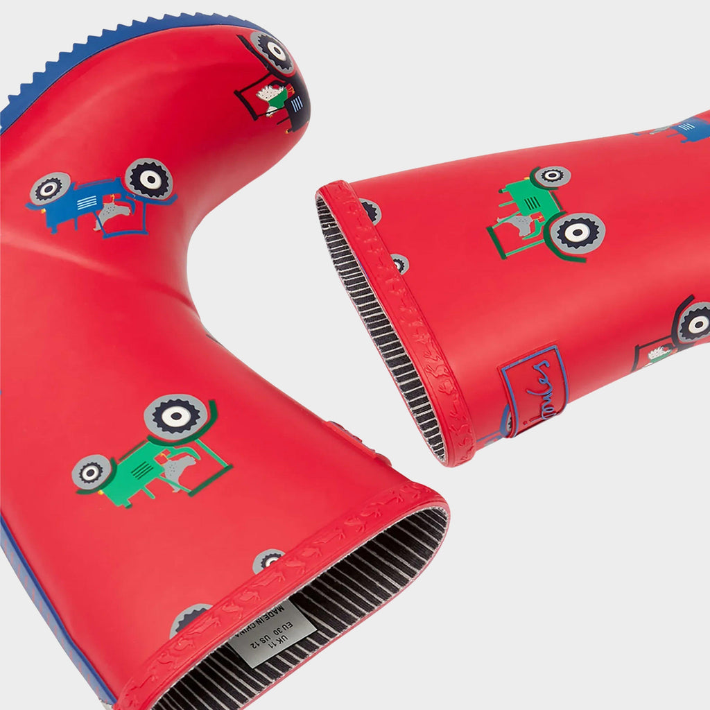 Kids' Roll Up Flexible Printed Wellies Red Tractor