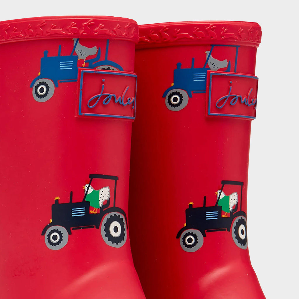 Kids' Roll Up Flexible Printed Wellies Red Tractor