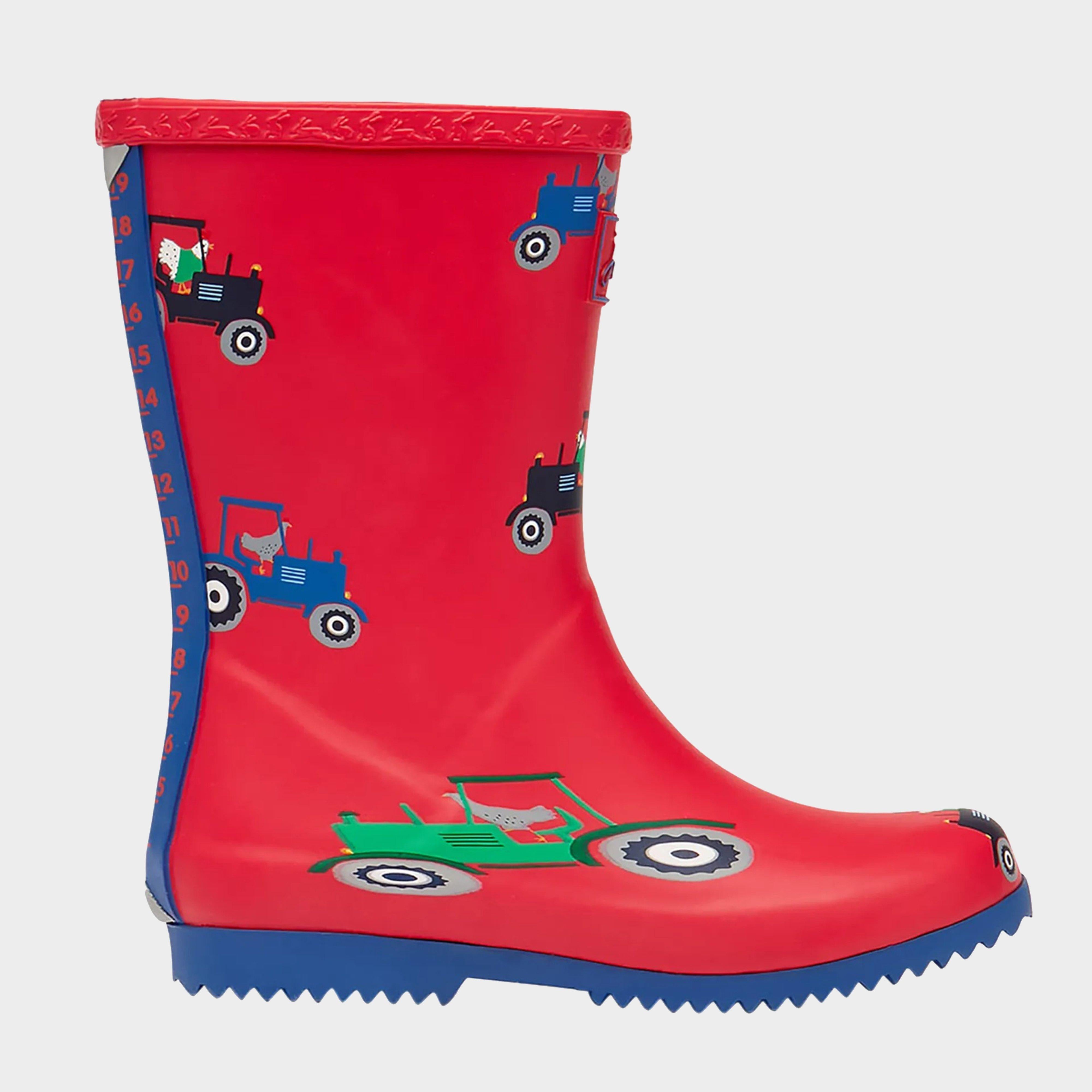 Kids' Roll Up Flexible Printed Wellies Red Tractor