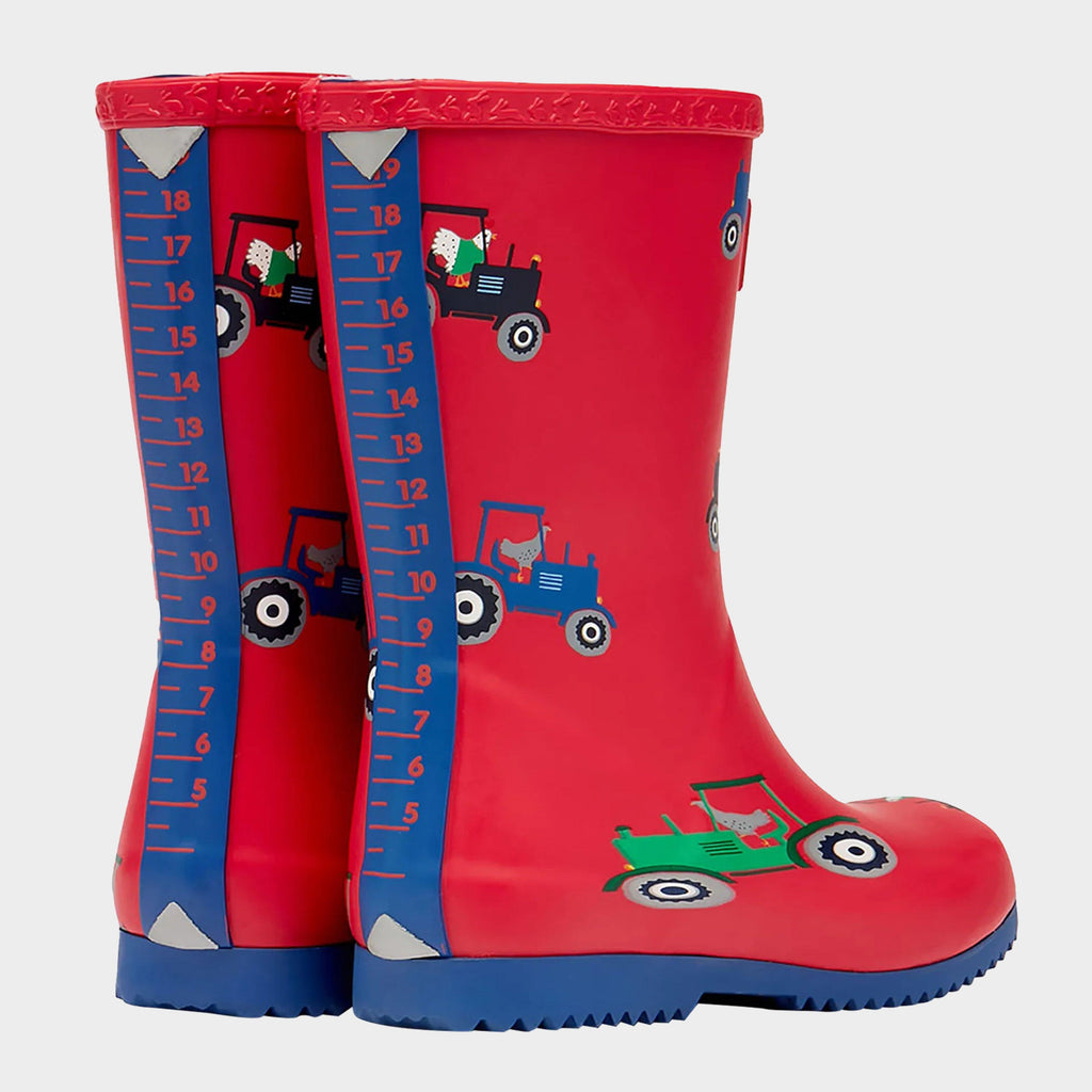 Kids' Roll Up Flexible Printed Wellies Red Tractor