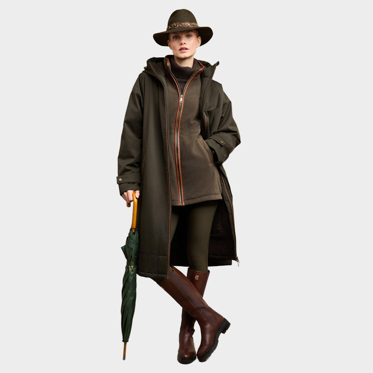 Womens Country Longline Fleece Khaki