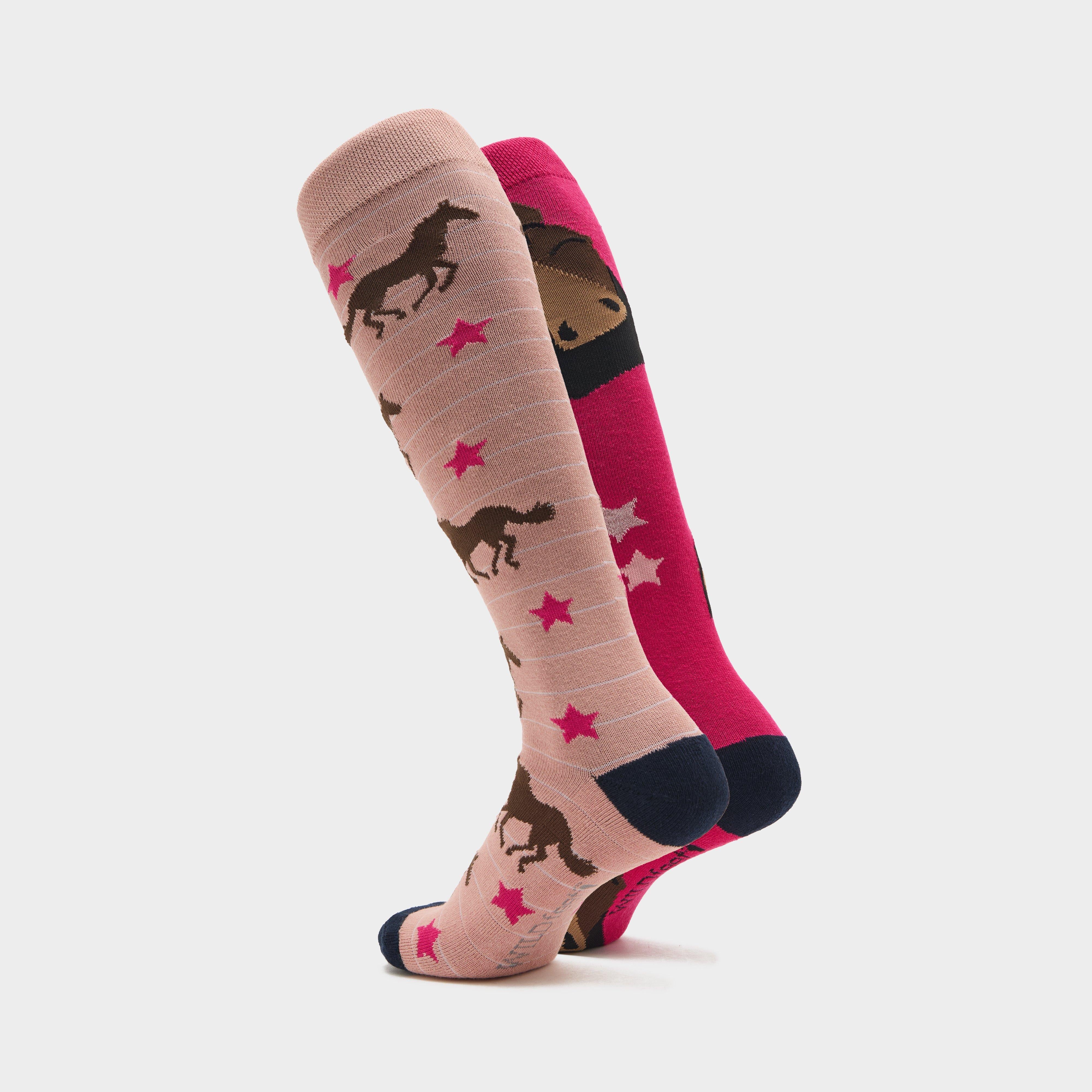 Women's Knee-High Equestrian Socks 2 Pack Navy Horse