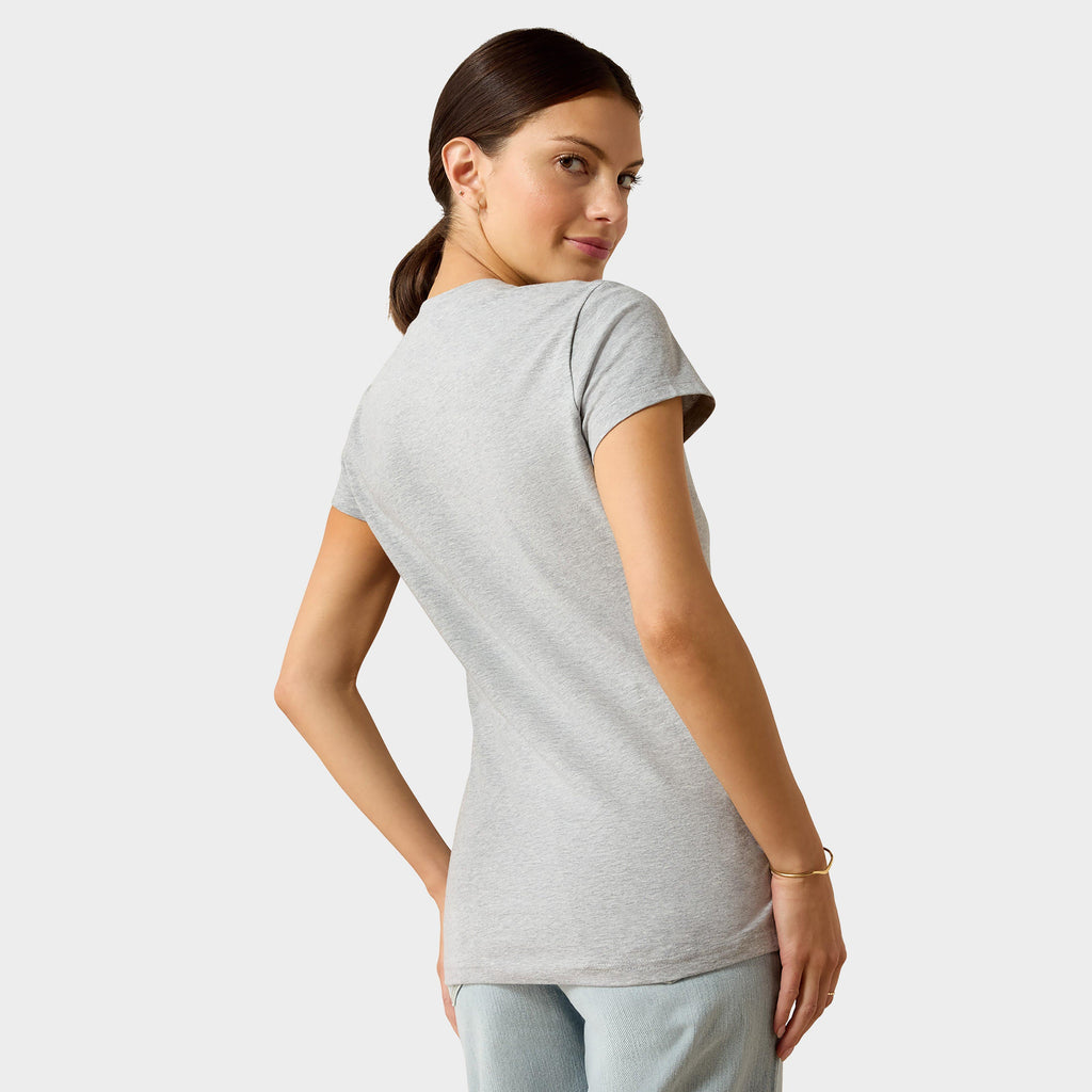 Women's Vertical Logo V T-Shirt Heather Grey