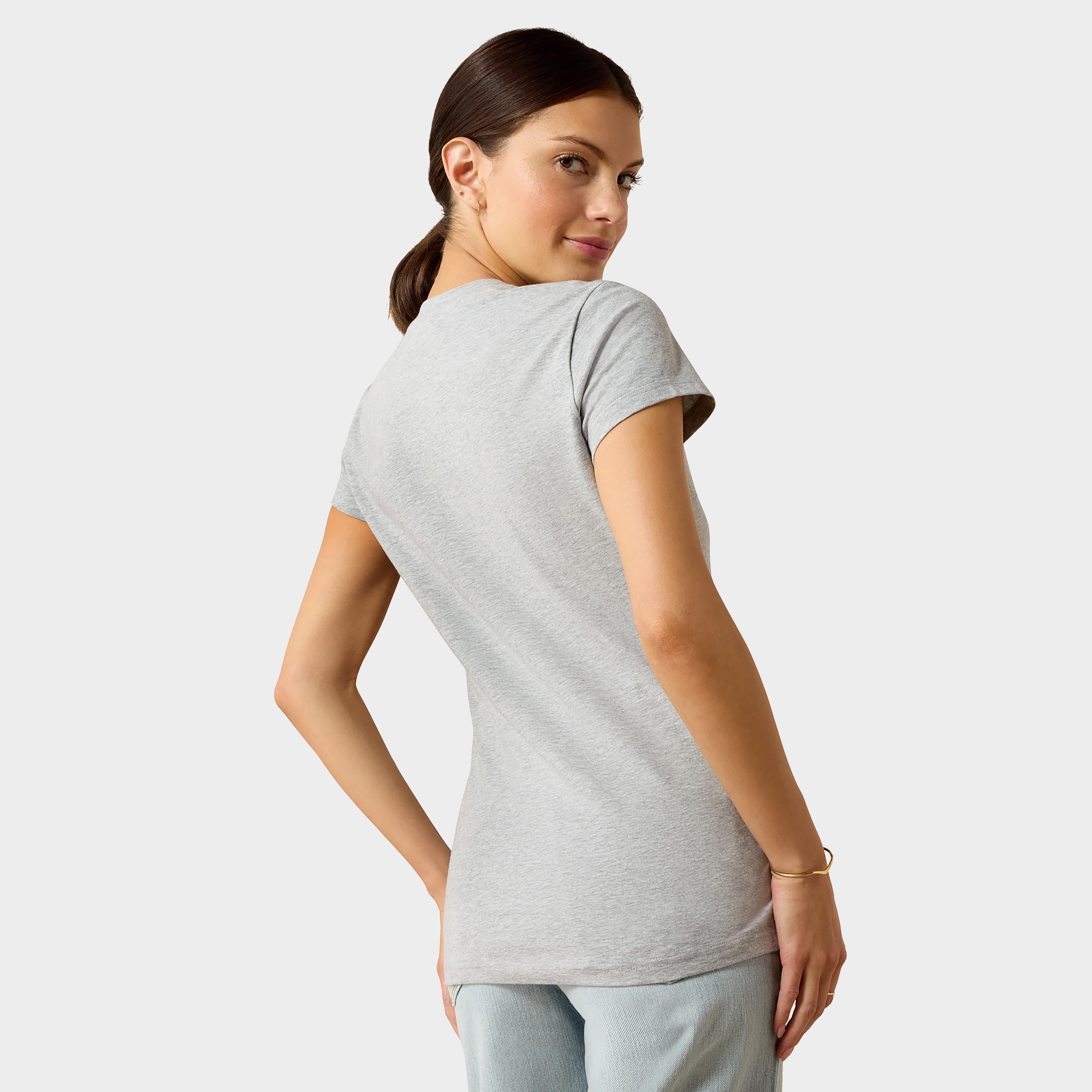Women's Vertical Logo V T-Shirt Heather Grey