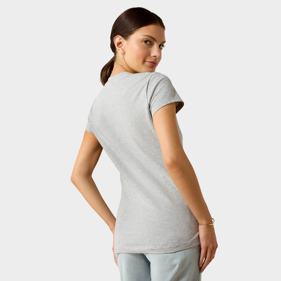 Women's Vertical Logo V T-Shirt Heather Grey
