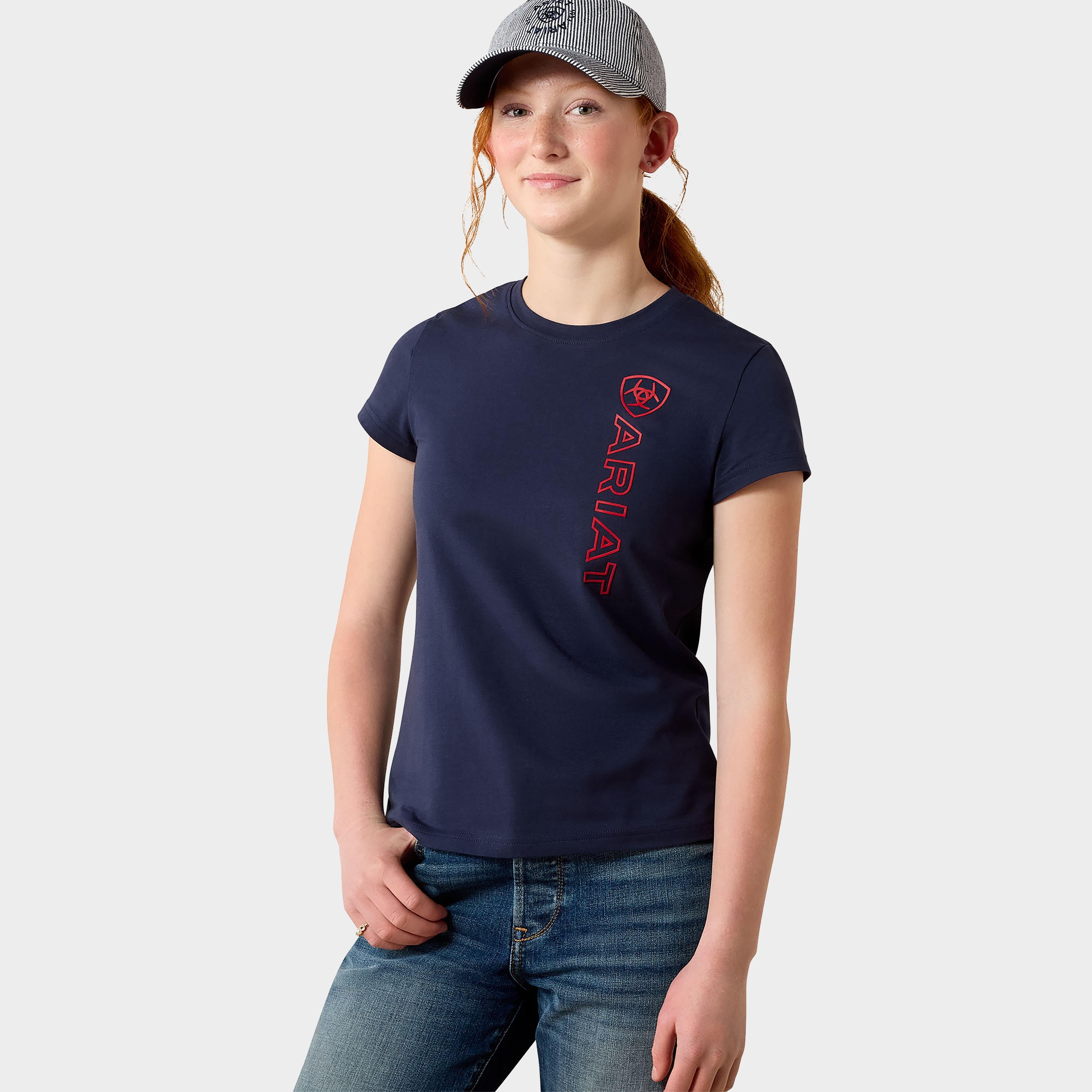 Kids' Vertical Logo Short Sleeved Top Navy/Red