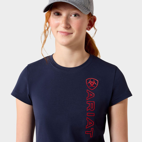 Kids' Vertical Logo Short Sleeved Top Navy/Red