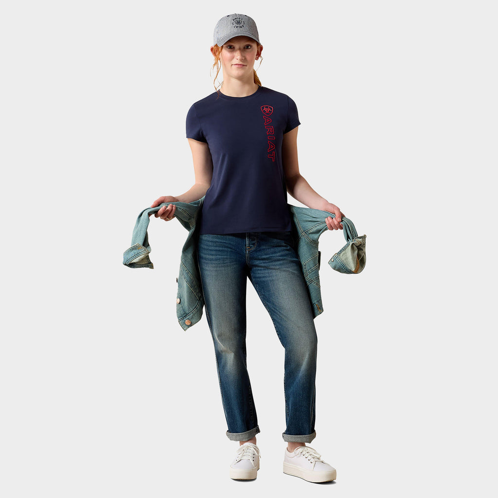 Kids' Vertical Logo Short Sleeved Top Navy/Red