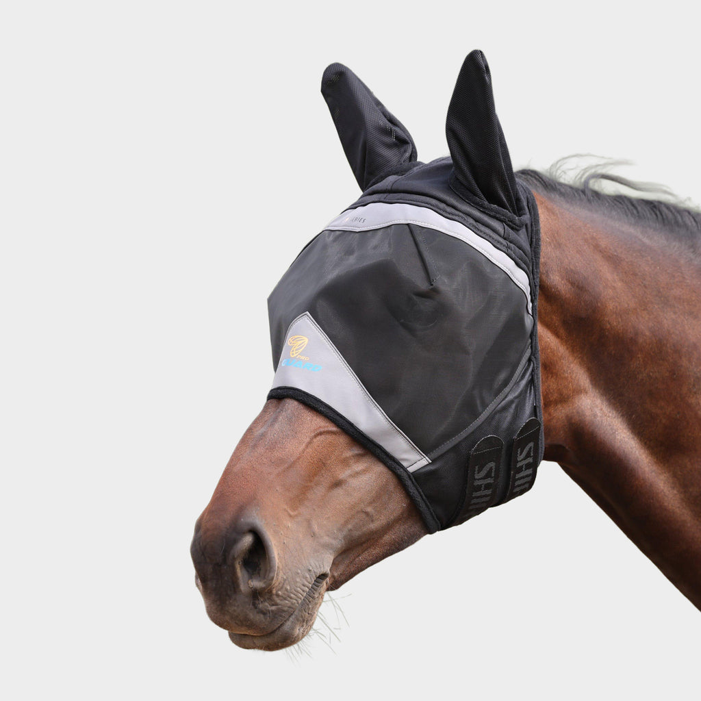 FlyGuard Pro Fine Mesh Fly Mask with Ears Black