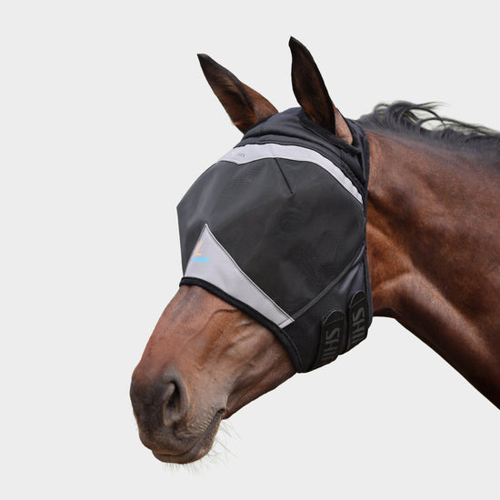 FlyGuard Pro Fine Mesh Fly Mask With Ear Holes Black