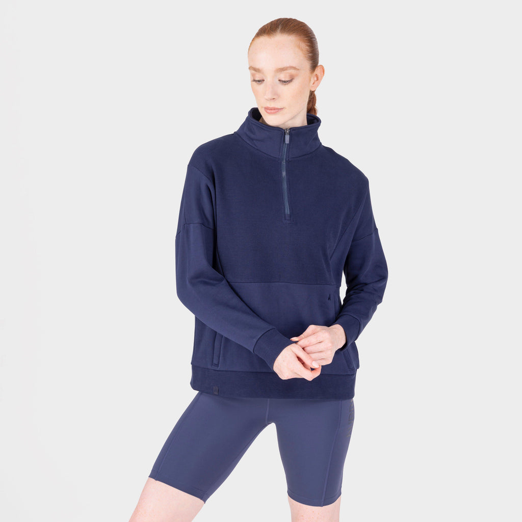 Women’s React Quarter Zip Sweater Midnight