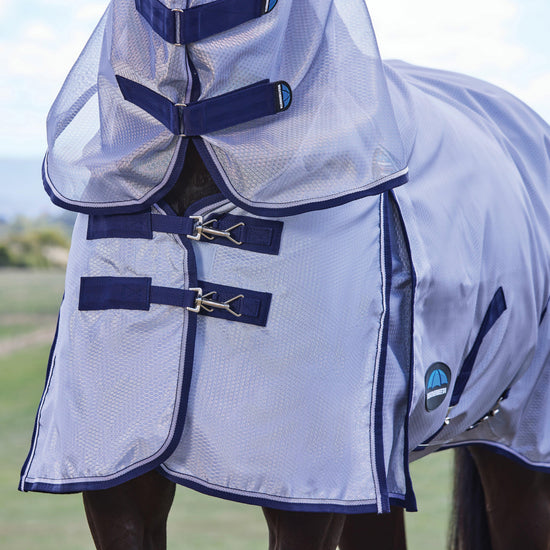 ComFiTec Hexi Shield Combo Neck Fly Sheet Silver/Navy/White