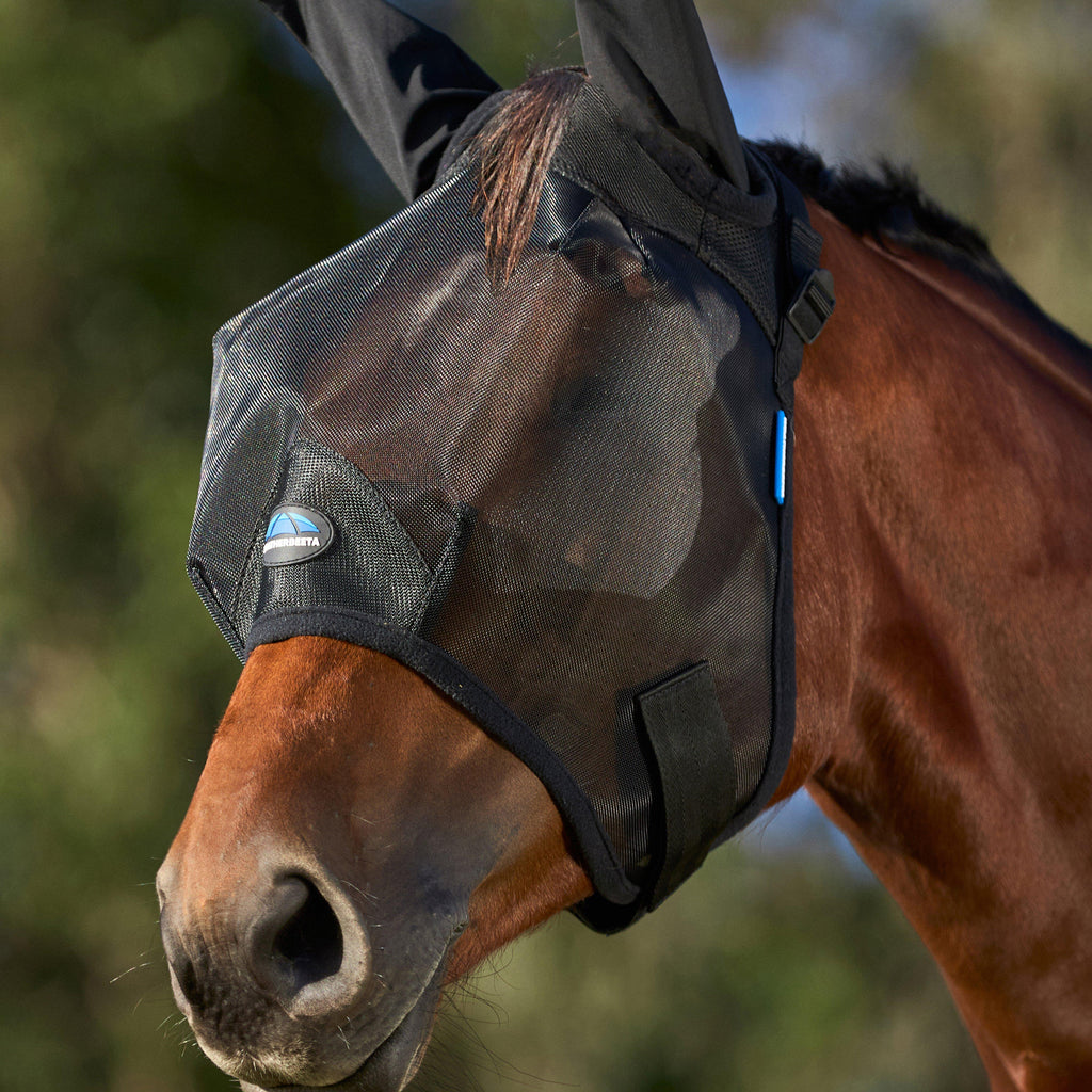 ComFiTec Insect Guard Fly Mask With Ears Black