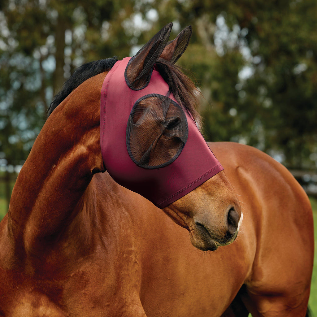 ComFiTec Deluxe Stretch Fly Mask with Ears Burgundy