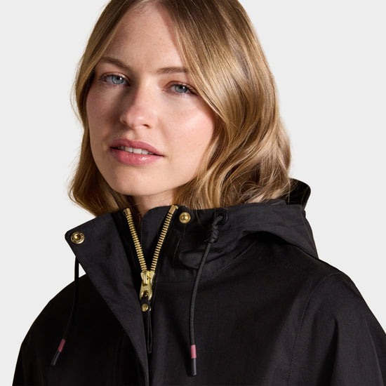 Portwell Black Hooded Waterproof Raincoat