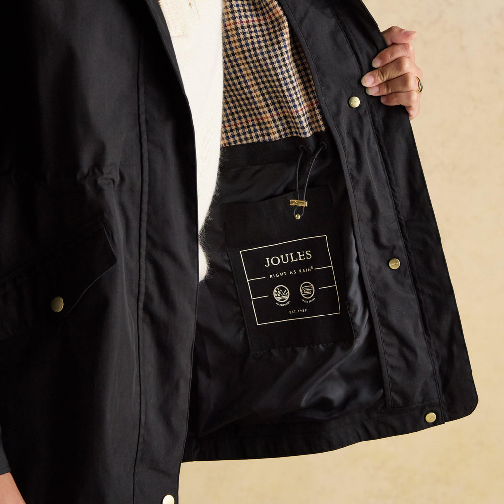 Portwell Black Hooded Waterproof Raincoat
