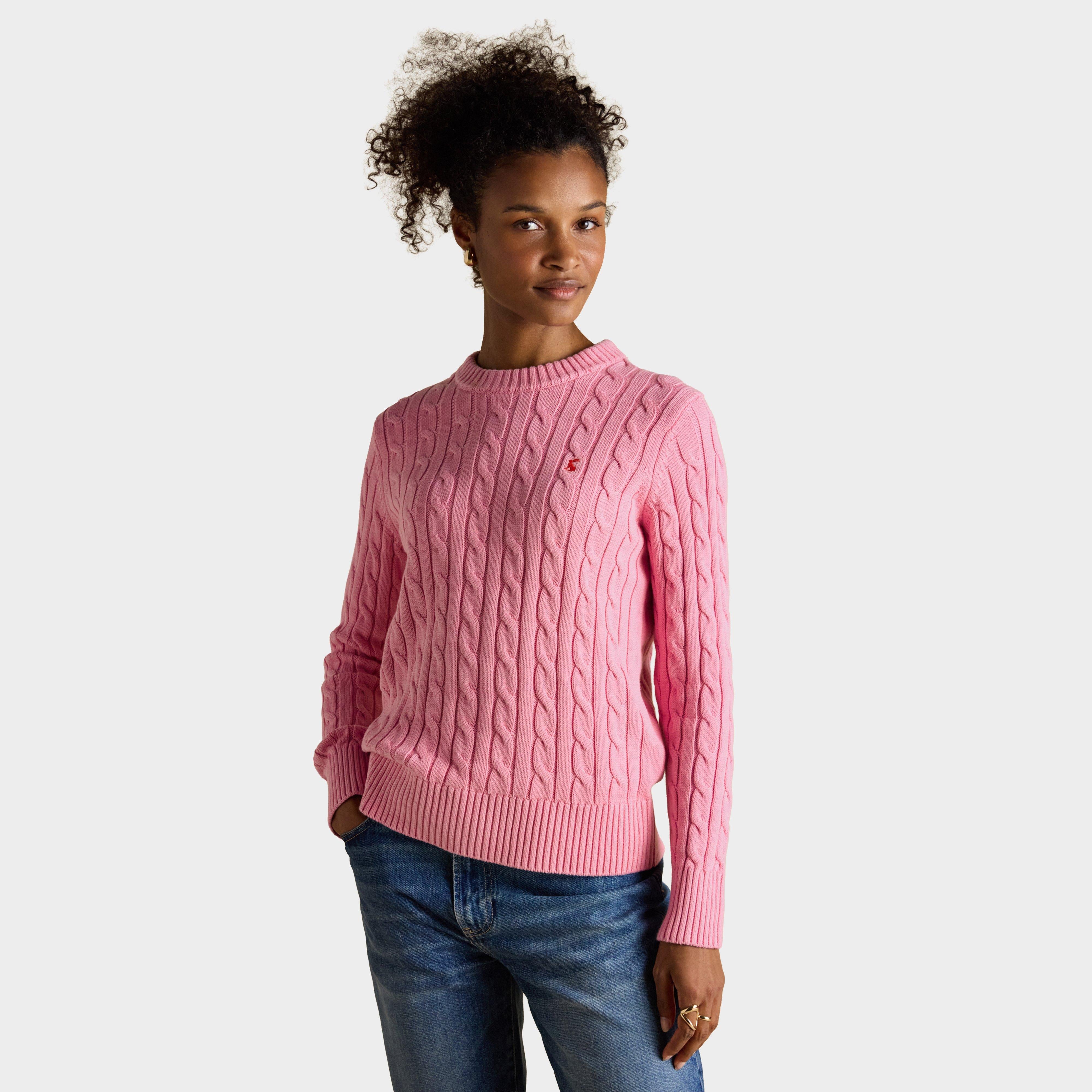 Classic Crew Neck Cotton Cable Knit Jumper
