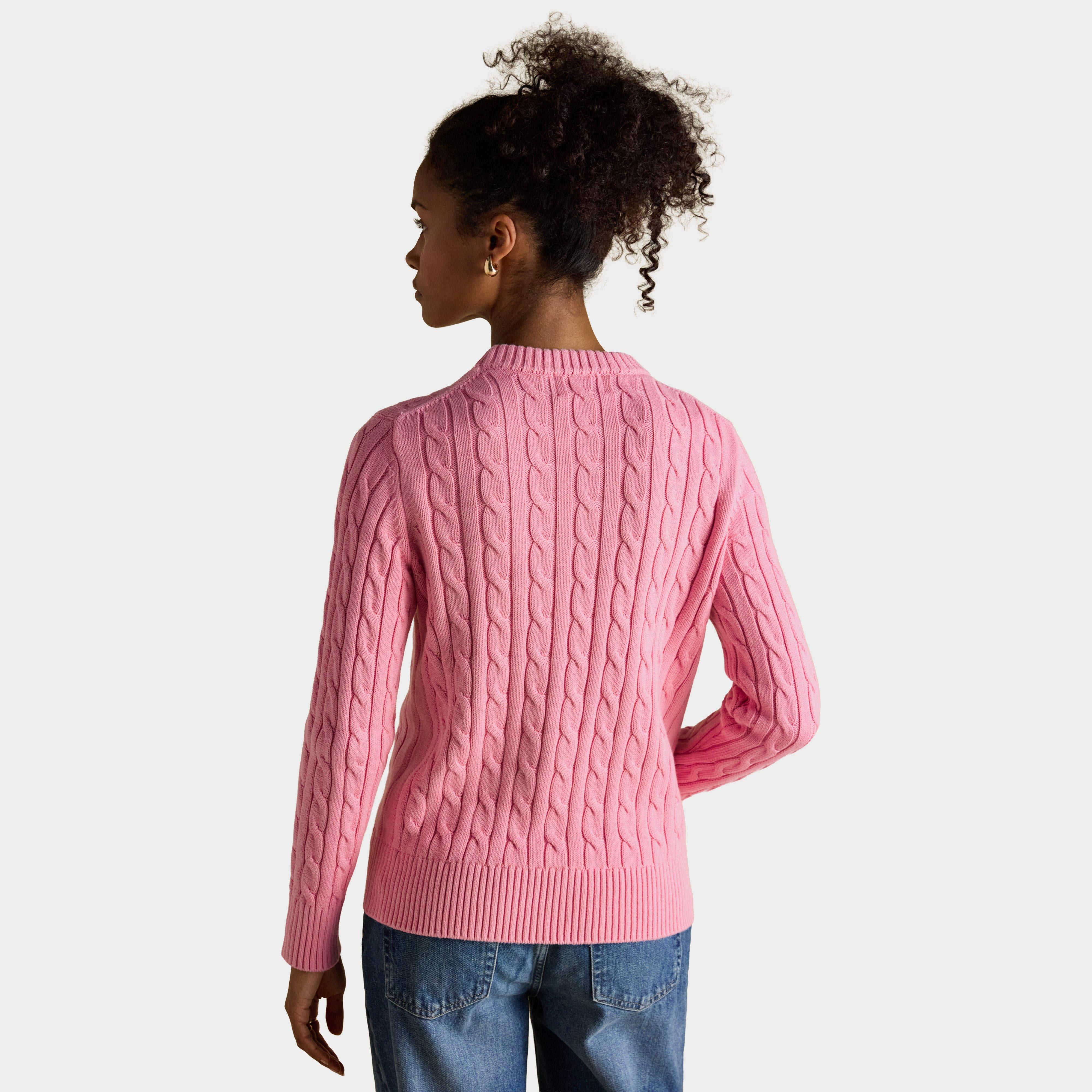 Classic Crew Neck Cotton Cable Knit Jumper