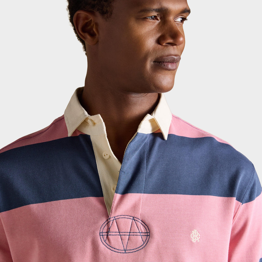 Men's Striped Long Sleeve Rugby Shirt