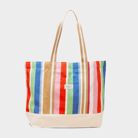 Promenade Multi Stripe Canvas Beach Tote Bag