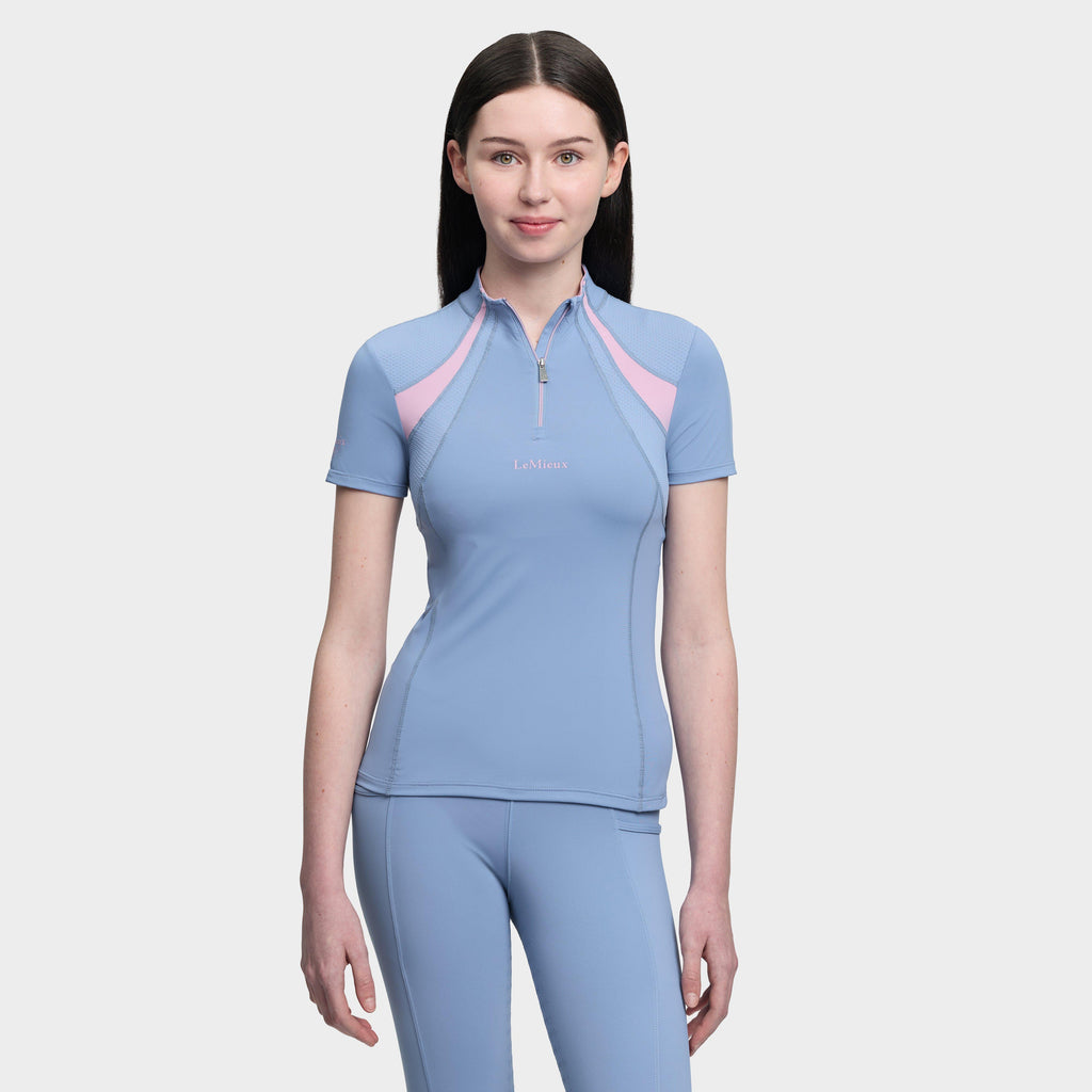 Young Rider Mia Mesh Short Sleeve Base Layer Powder Blue